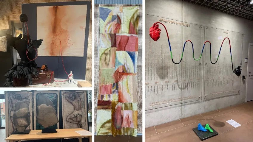 kolage av foton tagna på konstverk